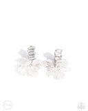 Stacked Sprigs - White Clip-On Earrings - Paparazzi Accessories Clip-On Bedazzle Me Pretty Mobile Fashion Boutique