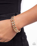 Stacked Statement - Gold Bracelet - Paparazzi Accessories Bracelet Bedazzle Me Pretty Mobile Fashion Boutique