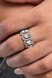 Staggering Sparkle - White Ring - Paparazzi Accessories Ring Bedazzle Me Pretty Mobile Fashion Boutique