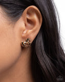 Stallion Selfie - Gold Post Earrings - Paparazzi Accessories Post Earrings Bedazzle Me Pretty Mobile Fashion Boutique