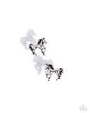 Stallion Selfie - Silver Post Earrings - Paparazzi Accessories Post Earrings Bedazzle Me Pretty Mobile Fashion Boutique