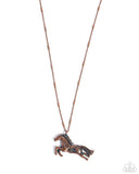 Stallion Spotlight - Copper Necklace - Paparazzi Accessories Necklace Bedazzle Me Pretty Mobile Fashion Boutique