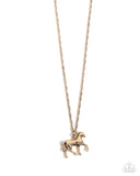 Stallion Statement - Gold Necklace - Paparazzi Accessories Necklace Bedazzle Me Pretty Mobile Fashion Boutique