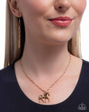 Stallion Statement - Gold Necklace - Paparazzi Accessories Necklace Bedazzle Me Pretty Mobile Fashion Boutique