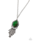 Stamped Statement - Green Necklace - Paparazzi Accessories Necklace Bedazzle Me Pretty Mobile Fashion Boutique