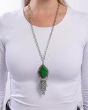 Stamped Statement - Green Necklace - Paparazzi Accessories Necklace Bedazzle Me Pretty Mobile Fashion Boutique