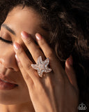Starfish Scope - Gold Ring - Paparazzi Accessories Ring Bedazzle Me Pretty Mobile Fashion Boutique