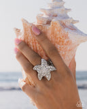 Starfish Scope - White Ring - Paparazzi Accessories Ring Bedazzle Me Pretty Mobile Fashion Boutique