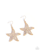 Starfish Spectacle - Gold Earrings - Paparazzi Accessories Earrings Bedazzle Me Pretty Mobile Fashion Boutique