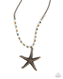 Starfish Symphony - Brass Necklace - Paparazzi Accessories Necklace Bedazzle Me Pretty Mobile Fashion Boutique