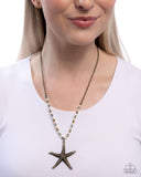 Starfish Symphony - Brass Necklace - Paparazzi Accessories Necklace Bedazzle Me Pretty Mobile Fashion Boutique