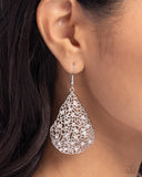 Stargazing Glamour - White Earrings - Paparazzi Accessories Earrings Bedazzle Me Pretty Mobile Fashion Boutique