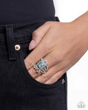 Stately Squares - Blue Ring - Paparazzi Accessories Ring Bedazzle Me Pretty Mobile Fashion Boutique
