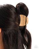 Steadfast Sheen - Gold Hair Clip - Paparazzi Accessories Hair Clip Bedazzle Me Pretty Mobile Fashion Boutique