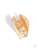 Steadfast Sheen - Gold Hair Clip - Paparazzi Accessories Hair Clip Bedazzle Me Pretty Mobile Fashion Boutique