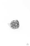 Steadfast Stack - Silver Ring - Paparazzi Accessories Ring Bedazzle Me Pretty Mobile Fashion Boutique