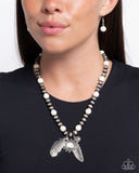 Steady Stones - White Necklace - Paparazzi Accessories Necklace Bedazzle Me Pretty Mobile Fashion Boutique
