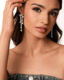 Stellar Scale - White Post Earrings - Paparazzi Accessories Post Earrings Bedazzle Me Pretty Mobile Fashion Boutique
