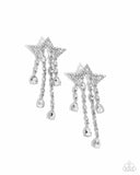 Stellar Scale - White Post Earrings - Paparazzi Accessories Post Earrings Bedazzle Me Pretty Mobile Fashion Boutique