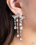 Stellar Scale - White Post Earrings - Paparazzi Accessories Post Earrings Bedazzle Me Pretty Mobile Fashion Boutique