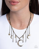 Stellar Selection - Brass Necklace - Paparazzi Accessories Necklace Bedazzle Me Pretty Mobile Fashion Boutique