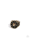 Stellar Small-Scale - Brass Ring - Paparazzi Accessories Ring Bedazzle Me Pretty Mobile Fashion Boutique