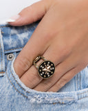 Stellar Small-Scale - Brass Ring - Paparazzi Accessories Ring Bedazzle Me Pretty Mobile Fashion Boutique