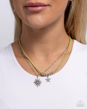 Stellar Sojourn - Green Necklace - Paparazzi Accessories Necklace Bedazzle Me Pretty Mobile Fashion Boutique