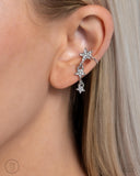Stellar Surge - White Cuff Earrings - Paparazzi Accessories Post Earrings Bedazzle Me Pretty Mobile Fashion Boutique