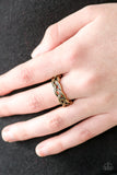 Step Up To The PLAIT - Brass Ring - Paparazzi Accessories Ring Bedazzle Me Pretty Mobile Fashion Boutique