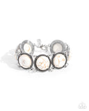 Stony Session - White Bracelet - Paparazzi Accessories Bracelet Bedazzle Me Pretty Mobile Fashion Boutique