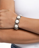 Stony Session - White Bracelet - Paparazzi Accessories Bracelet Bedazzle Me Pretty Mobile Fashion Boutique