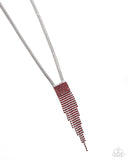 Straighten Up - Red Necklace - Paparazzi Accessories Necklace Bedazzle Me Pretty Mobile Fashion Boutique