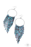 Streamlined Shimmer - Blue Earrings - Paparazzi Accessories Earrings Bedazzle Me Pretty Mobile Fashion Boutique