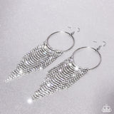 Streamlined Shimmer - White Earrings - Paparazzi Accessories Earrings Bedazzle Me Pretty Mobile Fashion Boutique