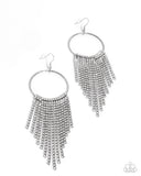 Streamlined Shimmer - White Earrings - Paparazzi Accessories Earrings Bedazzle Me Pretty Mobile Fashion Boutique
