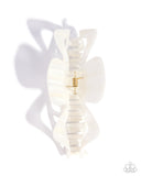 Striped State of Mind - White Hair Clip - Paparazzi Accessories Hair Clip Bedazzle Me Pretty Mobile Fashion Boutique