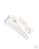 Striped State of Mind - White Hair Clip - Paparazzi Accessories Hair Clip Bedazzle Me Pretty Mobile Fashion Boutique