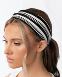 Striped Symphony - Black Headband - Paparazzi Accessories Bedazzle Me Pretty Mobile Fashion Boutique