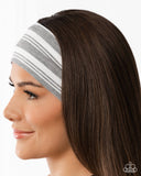 Striped Symphony - Silver Headband  - Paparazzi Accessories Bedazzle Me Pretty Mobile Fashion Boutique