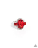 Stubborn Shimmer - Red Ring - Paparazzi Accessories Ring Bedazzle Me Pretty Mobile Fashion Boutique