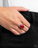 Stubborn Shimmer - Red Ring - Paparazzi Accessories Ring Bedazzle Me Pretty Mobile Fashion Boutique