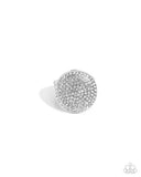Studded Scout - White Ring - Paparazzi Accessories Ring Bedazzle Me Pretty Mobile Fashion Boutique