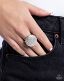 Studded Scout - White Ring - Paparazzi Accessories Ring Bedazzle Me Pretty Mobile Fashion Boutique