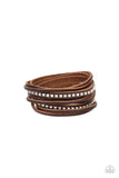 Studded Sensation - Brown Bracelet - Paparazzi Accessories Bracelet Bedazzle Me Pretty Mobile Fashion Boutique
