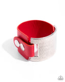 Studded Synchronism - Red Bracelet - Paparazzi Accessories Bracelet Bedazzle Me Pretty Mobile Fashion Boutique