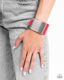 Studded Synchronism - Red Bracelet - Paparazzi Accessories Bracelet Bedazzle Me Pretty Mobile Fashion Boutique