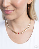 Stunning Solitaire - Red Necklace - Paparazzi Accessories Necklace Bedazzle Me Pretty Mobile Fashion Boutique