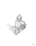 Sultry Sheen - White Ring - Paparazzi Accessories Ring Bedazzle Me Pretty Mobile Fashion Boutique