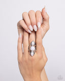 Sultry Sheen - White Ring - Paparazzi Accessories Ring Bedazzle Me Pretty Mobile Fashion Boutique